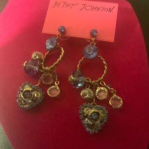 Betsey Johnson Blue Heart Earrings - 7